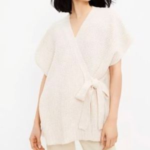 LOFT Sweater Vest Spacedye Belted Wrap Tie Sleeveless Poncho - Size XS/S